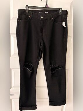 Old Navy Mid-Rise Boyfriend Distressed Jeans Black Jack Size 14